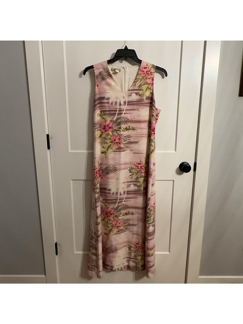 Tommy Bahama Dress Womens 14 Pink Silk Floral Maxi Hawaiian Sundress Resort